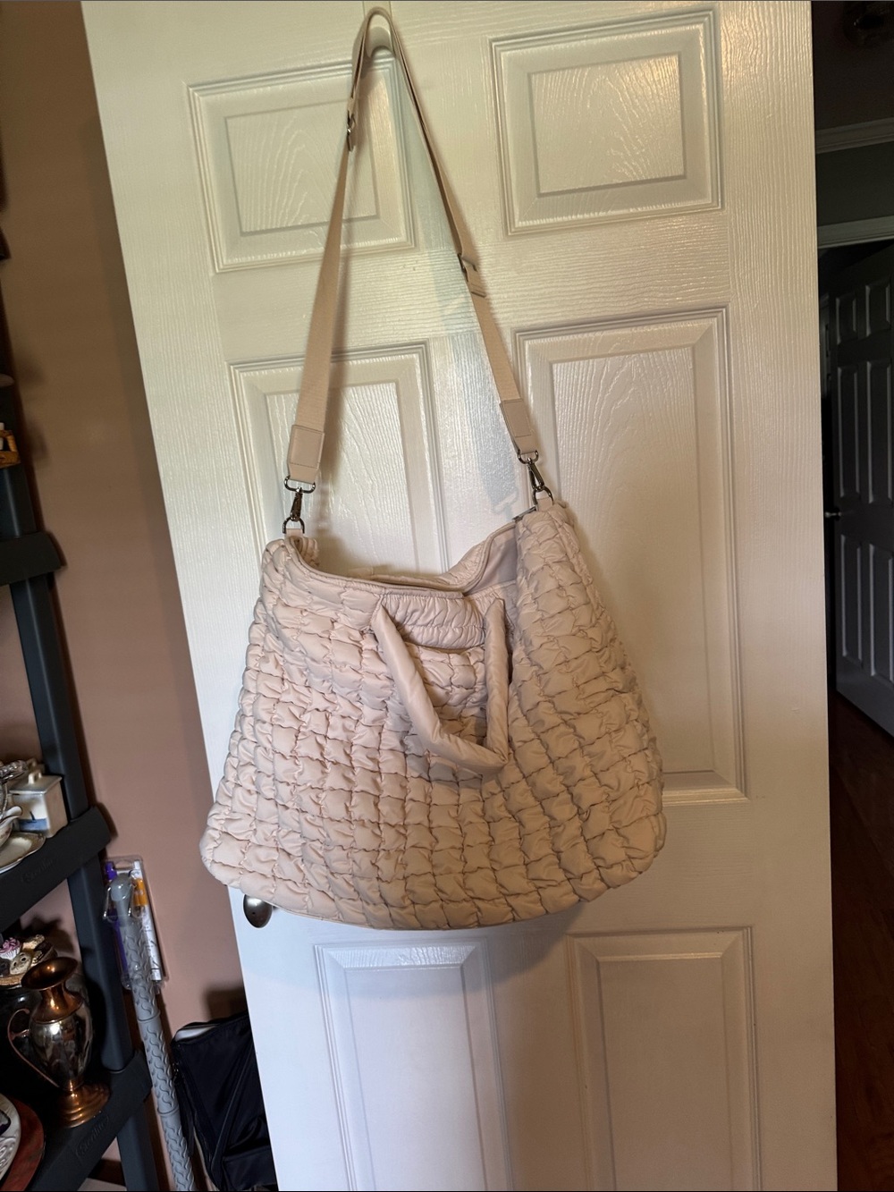 Quilted Soft Tote Bag - Cream